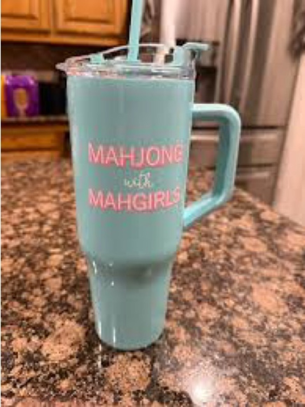 Mahjong with Mahgirls Aqua Insulated Travel Mug with Handle